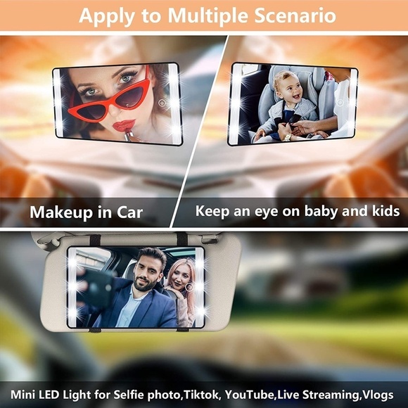 Car Visor Vanity Mirror with LED Light (3 in 1) - Picture 2 of 12